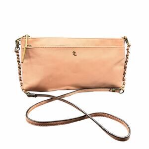 Elliott Lucca Blush Leather Crossbody Bag Chain Strap Zip Pocket